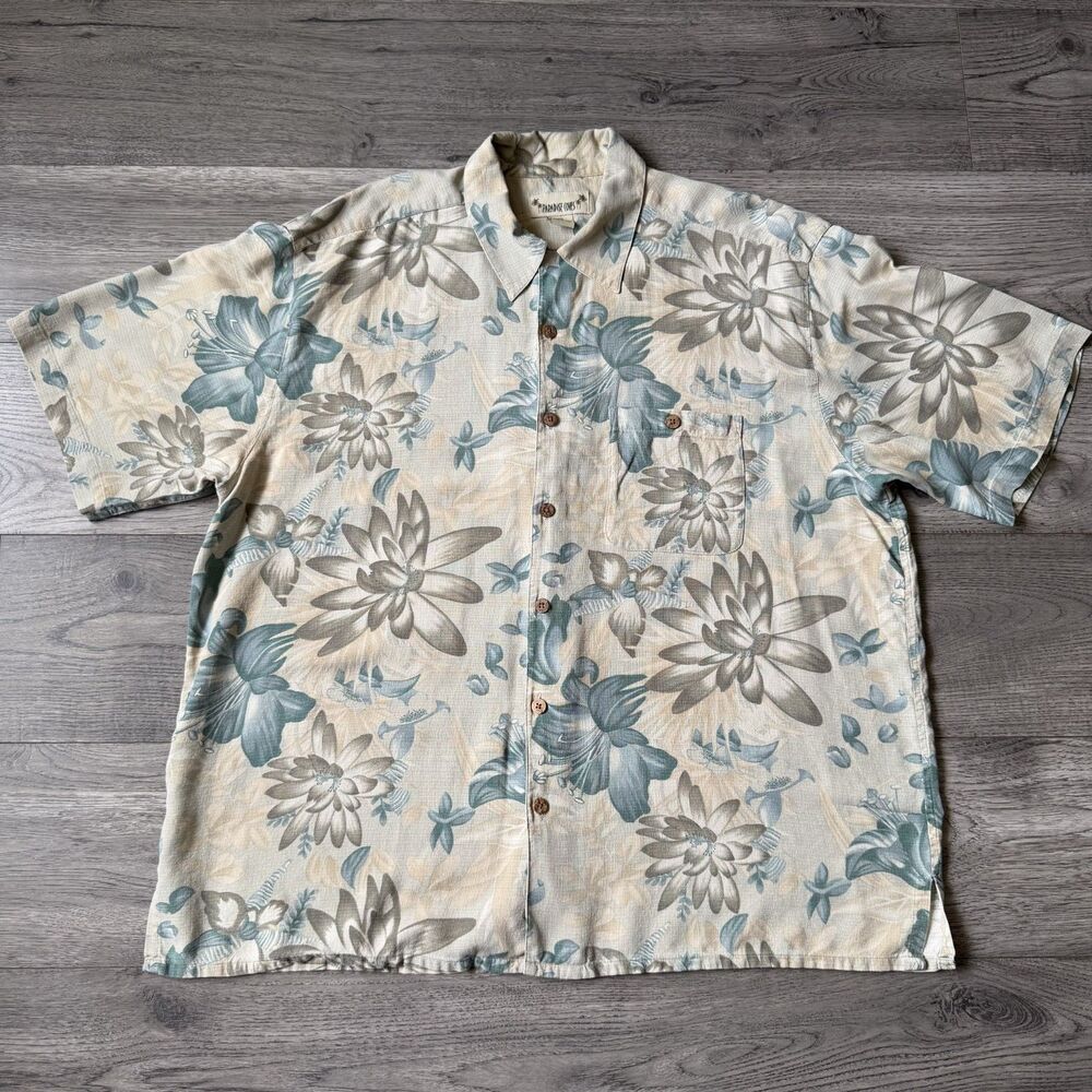 Paradise Coves Mens Silk Floral Hawaiian Short Sleeve Button Up Shirt - Size XXL